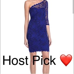 ✨HP Adorable Blue Lace One Shoulder Cocktail Dress